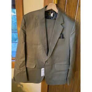 2 Piece Single Breasted Made In India Custom Suit Men 38 R Dark Sage Green NEW